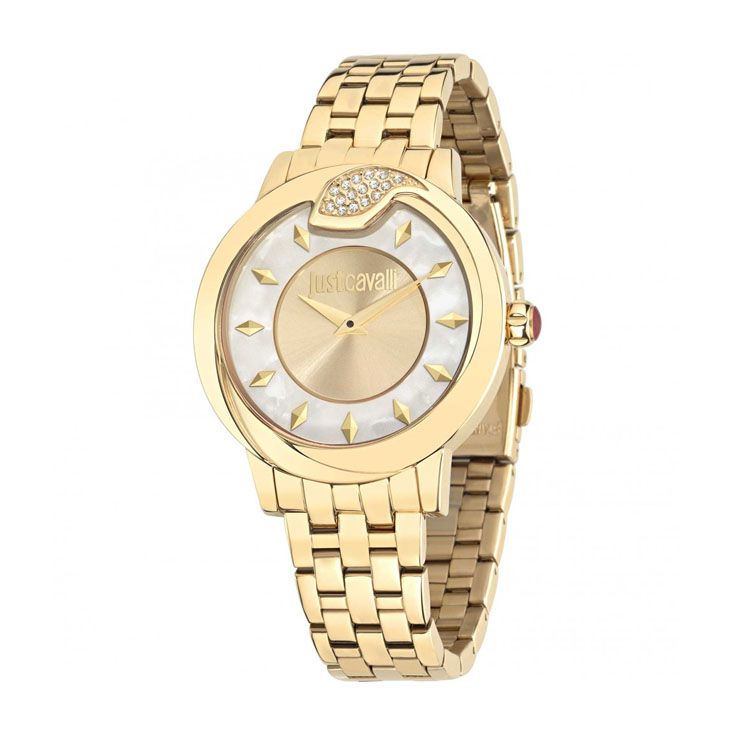 Orologio Solo Tempo Donna Just Cavalli Spire R7253598502 Cassa E Cinturino  Acciaio Pvd Oro Con Cristalli | Città Oro