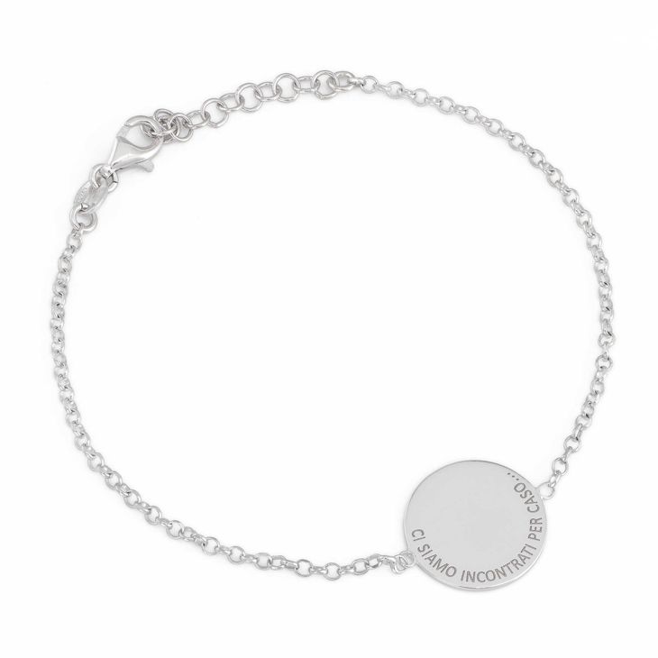 AMEN Bracciale Catenina AMEN BPS in Argento 925 Ciondolo con frase Incisa Moschettone 