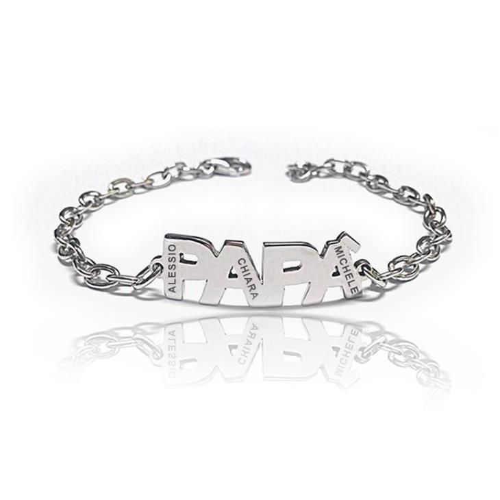 Bracciale Uomo In Acciaio Inox Con Maglie - Cinturino Classico Per Papà, Figlio, Fidanzato