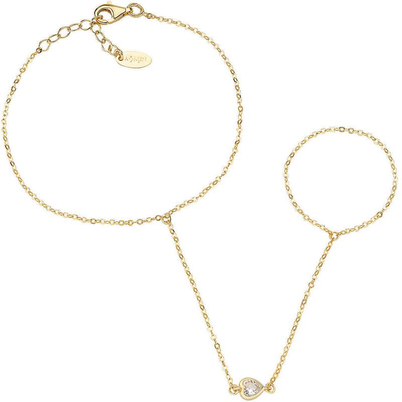 AMEN Bracciale Baciamano Da Donna Di Amen BAMAGBZ1 In Argento 925 PVD Oro Con Zircone 