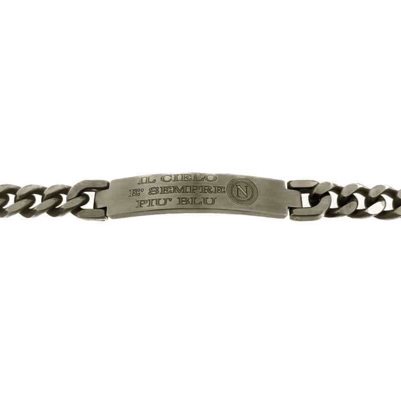 Bracciale Unisex ACBR21 in Acciaio Brunito con Incisione Napoli