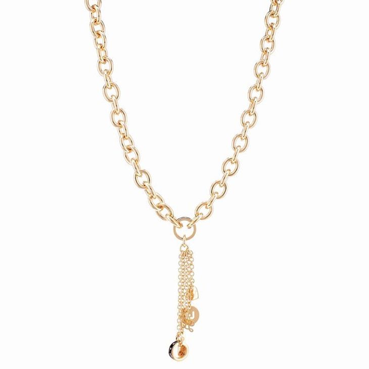 Collana Pendente Donna Liu Jo Lj588g In Ottone Pvd Oro 5 Filamenti Con Pendenti Logati