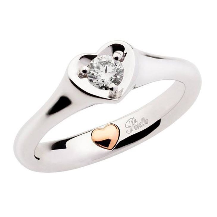 Anello Solitario Donna Polello Oro Bianco 18 Kt G2886br1 Diamante Naturale 0.18 Ct Peso Oro 6.30 Gr