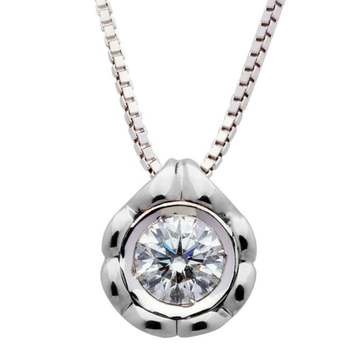 Collana Punto Luce Donna Polello Oro Bianco 18 Kt G2882cb Diamanti Naturali 0.18 Ct Peso Oro 3.30 Gr