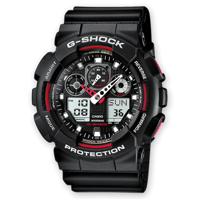 Orologio Digitale GA-100-1A4ER Da Uomo Di G Shock  Nero E Rosso