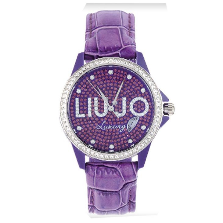 Orologio Solo Tempo Donna Liu Jo Tlj061 Quadrante Viola Con Datario E Cristalli Pelle Viola