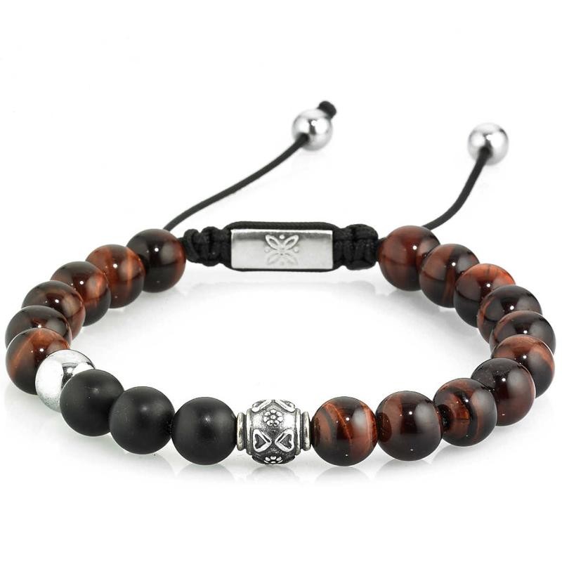 Bracciale Macramè GERBA BLACK TIGER 318 con Pietre Naturali e Argento 925 