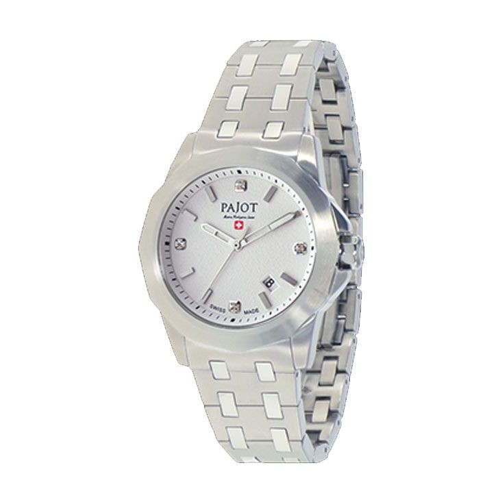 Orologio Solo Tempo Donna Pajot Skywalk Pj L1502 Cassa E Cinturino Acciaio E Quadrante Bianco Con Cristalli E Datario Citta Oro