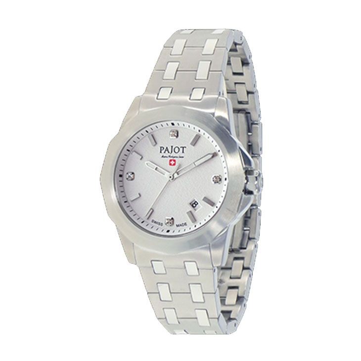 Orologio Solo Tempo Donna Pajot Skywalk Pj-L1502 Cassa E Cinturino Acciaio E Quadrante Bianco Con Cristalli E Datario