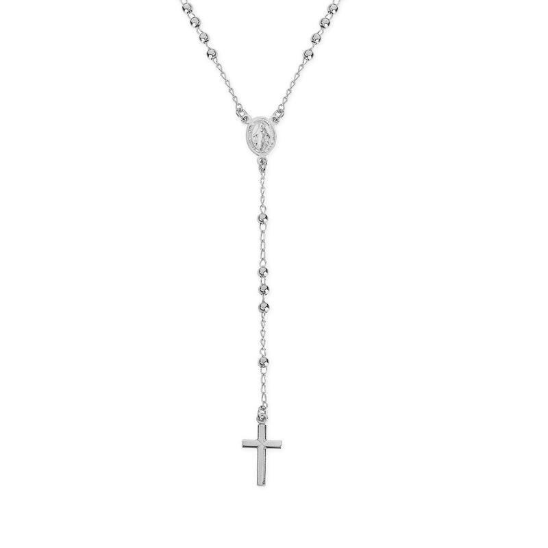 Collana Rosario Y AMEN CRO030B Argento 925 Grani Lisci 50 cm