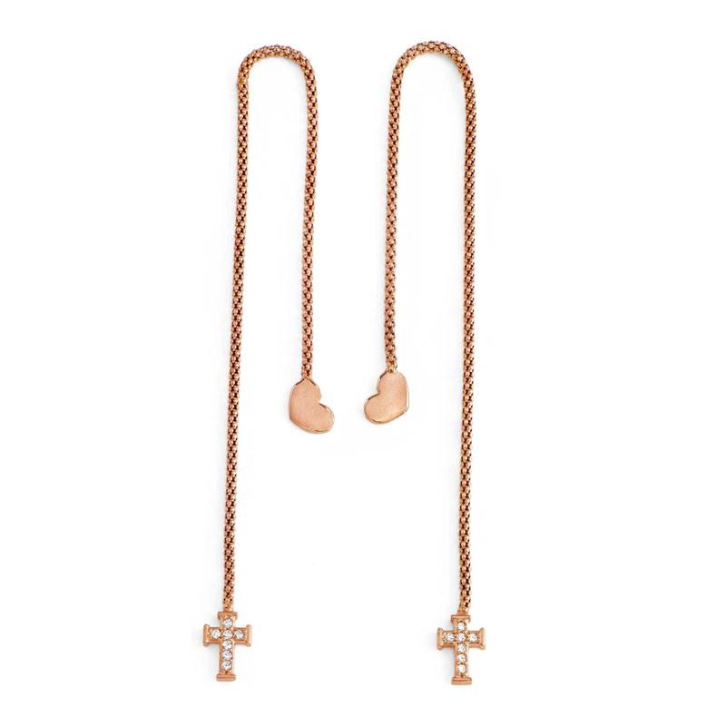 Orecchini AMEN OABR2 in Argento 925 Rosato con Croci Zirconate