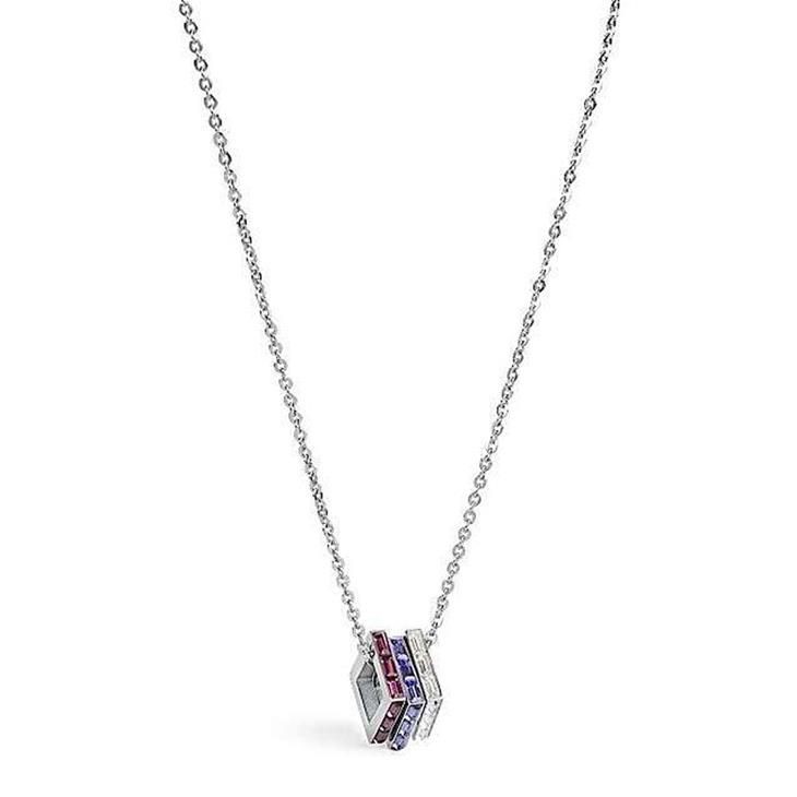 Collana Donna In Acciaio Brosway Philosophy Bph02 Con 3 Anelli Pendenti Multicolore