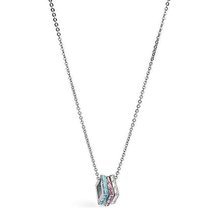 Collana Donna In Acciaio Brosway Philosophy Bph01 Con 3 Anelli Pendenti Multicolore