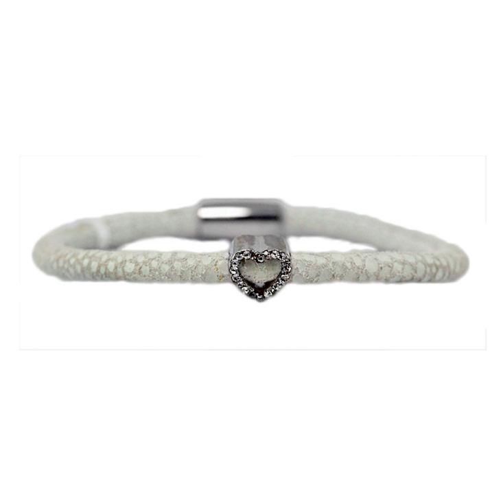 Bracciale Razza Augusta De Carolis Cuo07 1 Filo Colore Bianco Con Charm E Cristalli