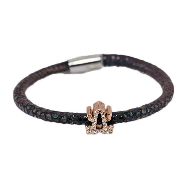 Bracciale Razza Augusta De Carolis Ra005 1 Filo Colore Marrone Con Charm E Cristalli