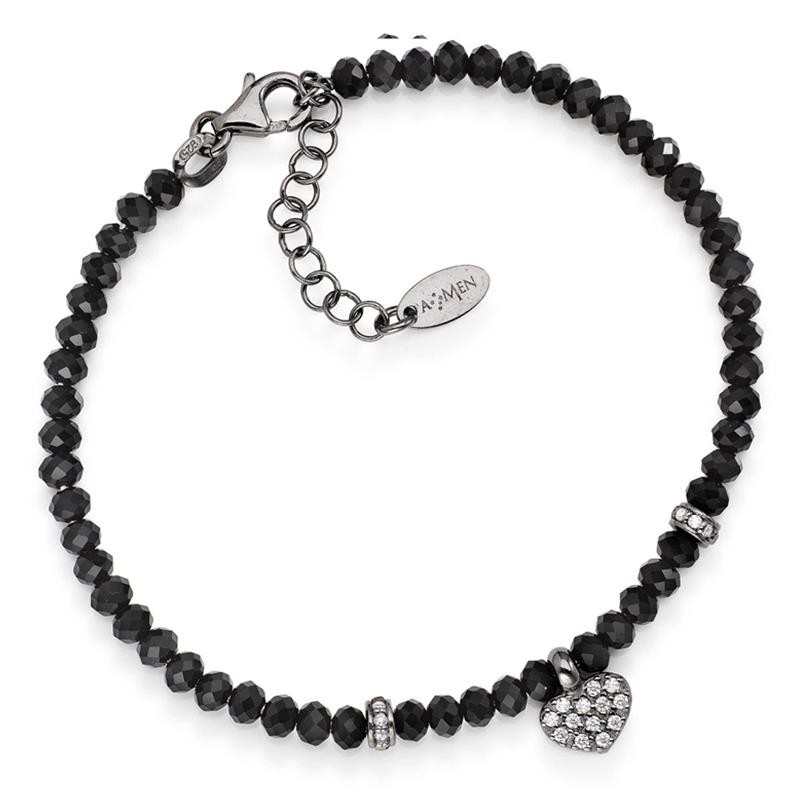 Bracciale Donna Amen Pepite In Argento 925 Brunito Con Cuore Zirconato - Pophnu