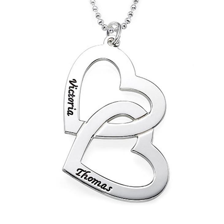 Collana In Argento 925 Personalizzata Double Heart