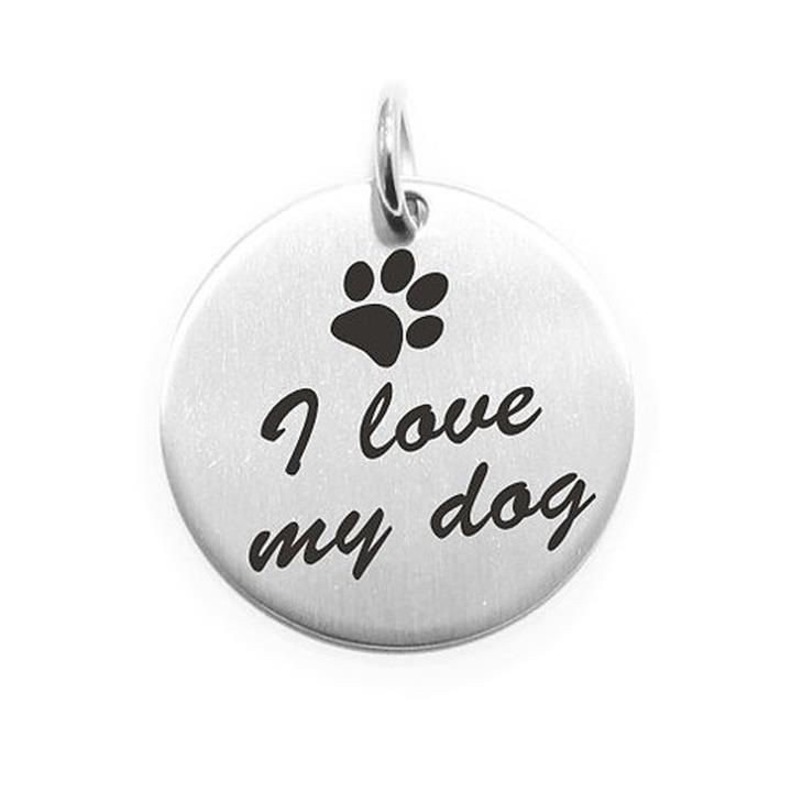 Pendente Moneta Personalizzata In Acciaio Love My Dog