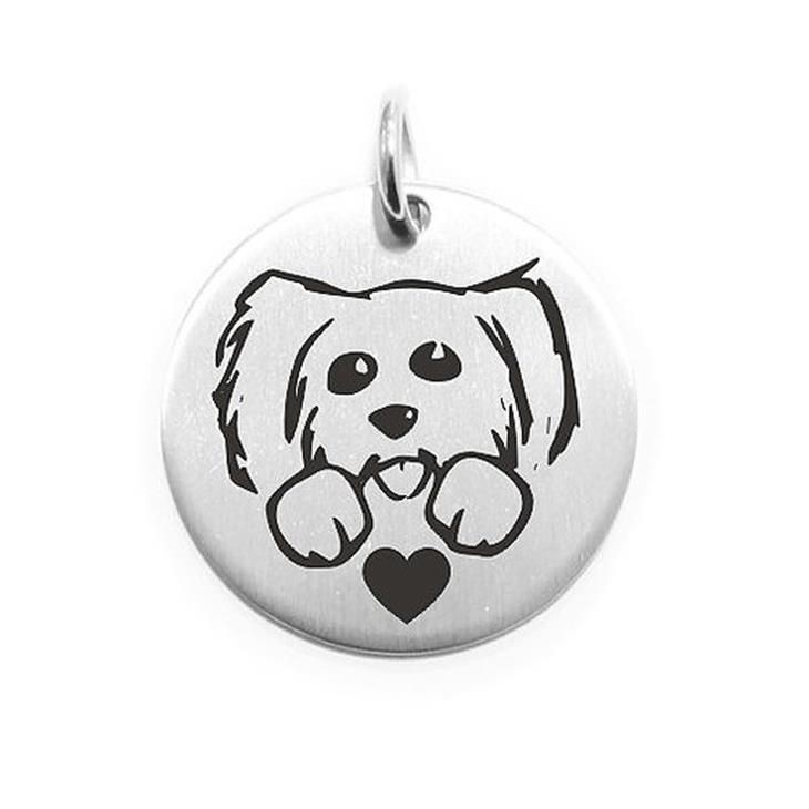 Pendente Moneta Personalizzata In Acciaio Love Dog