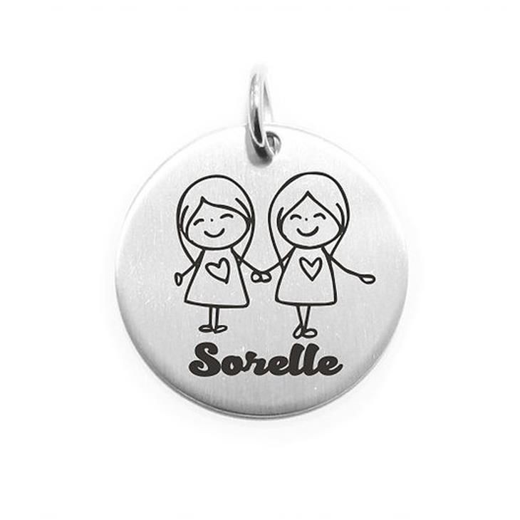 Pendente Moneta Personalizzata In Acciaio Sorelle