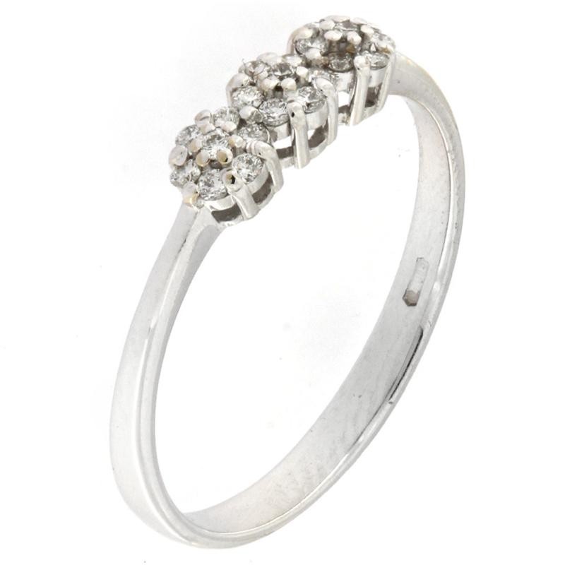 Anello Trilogy Donna Oro Bianco 18kt T042 Diamanti Naturali 0.21 ct G Color VS1 Peso Oro 1.80 gr