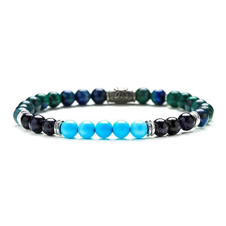 BRACCIALE ELASTICO UOMO GERBA CAPRI SEA 253 CON PIETRE NATURALI E DETTAGLI ARGENTO 925