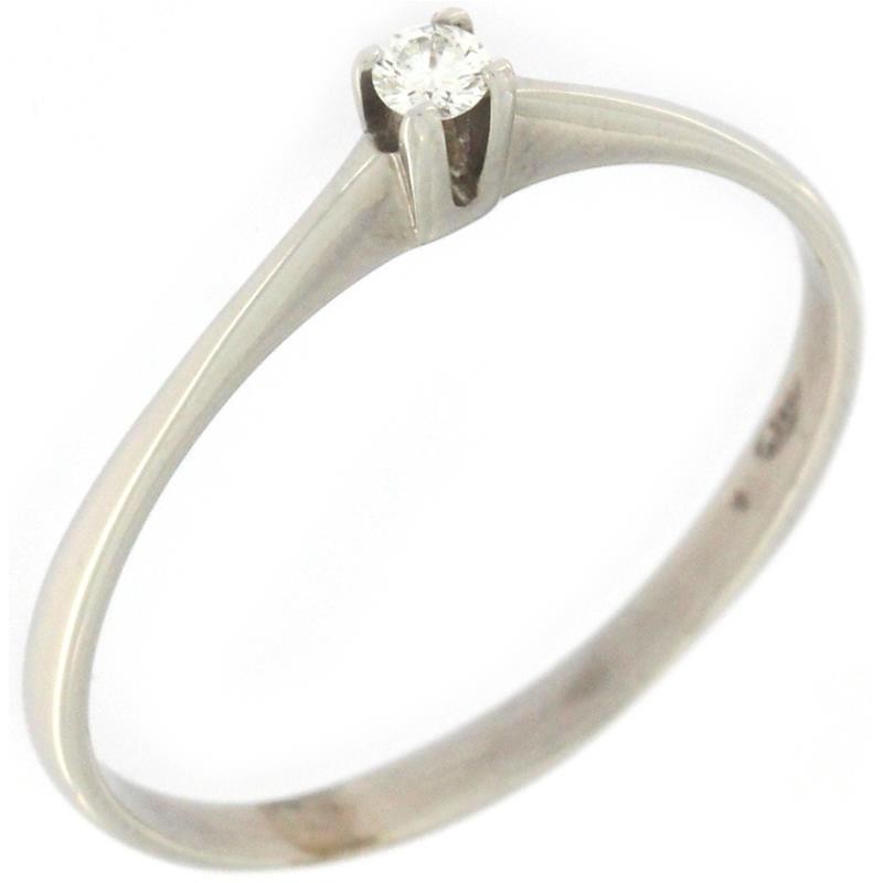 Anello Solitario Donna Oro Bianco 18kt 0233 O. Diamante Naturale 0.05 ct Taglio Brillante G Colo