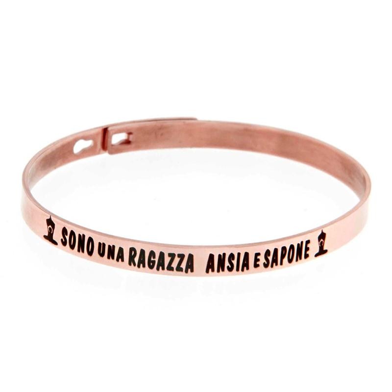 Bracciale Rigido Donna LE CAROSE BRSCRI15 in Ottone con Frase Incisa 