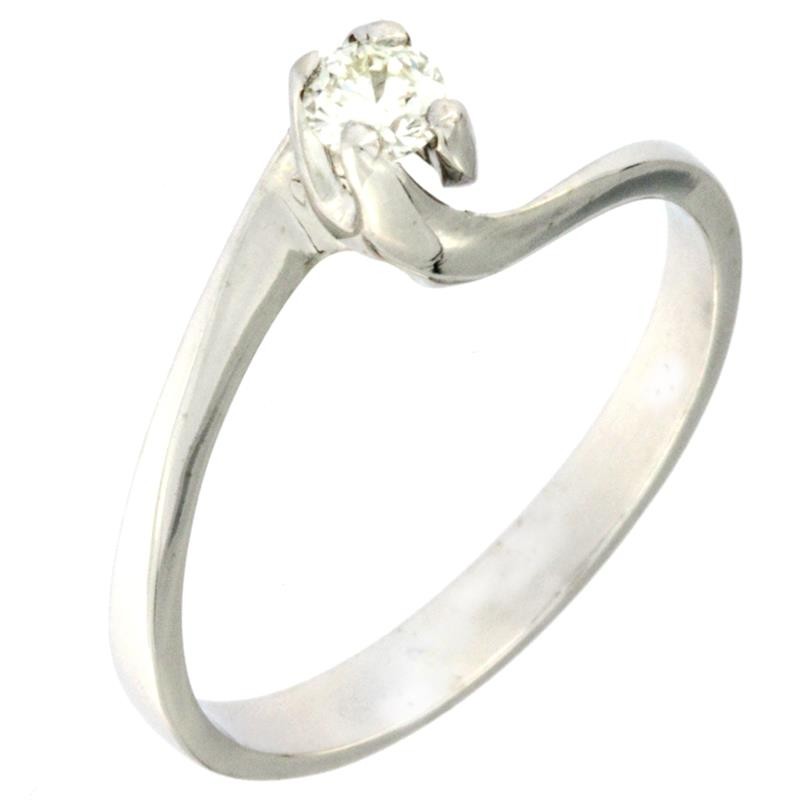 Anello Solitario Donna Oro Bianco 18 kt COD.0294N con Diamante Naturale 0.22 ct Peso 3.00 grammi