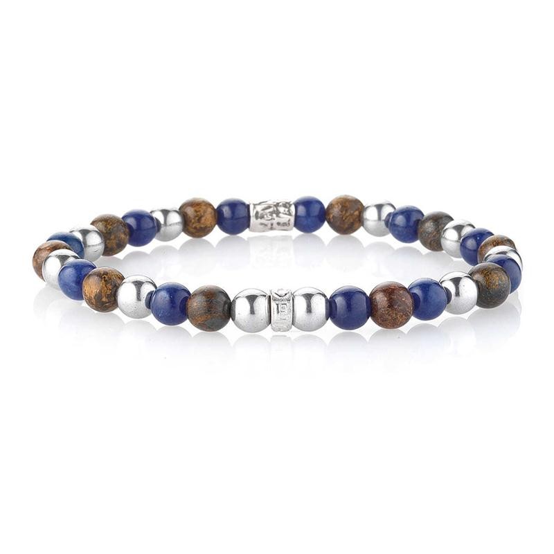 Bracciale Elastico Uomo Gerba Con Pietre Agata Ematite Bronzite - Javier 365