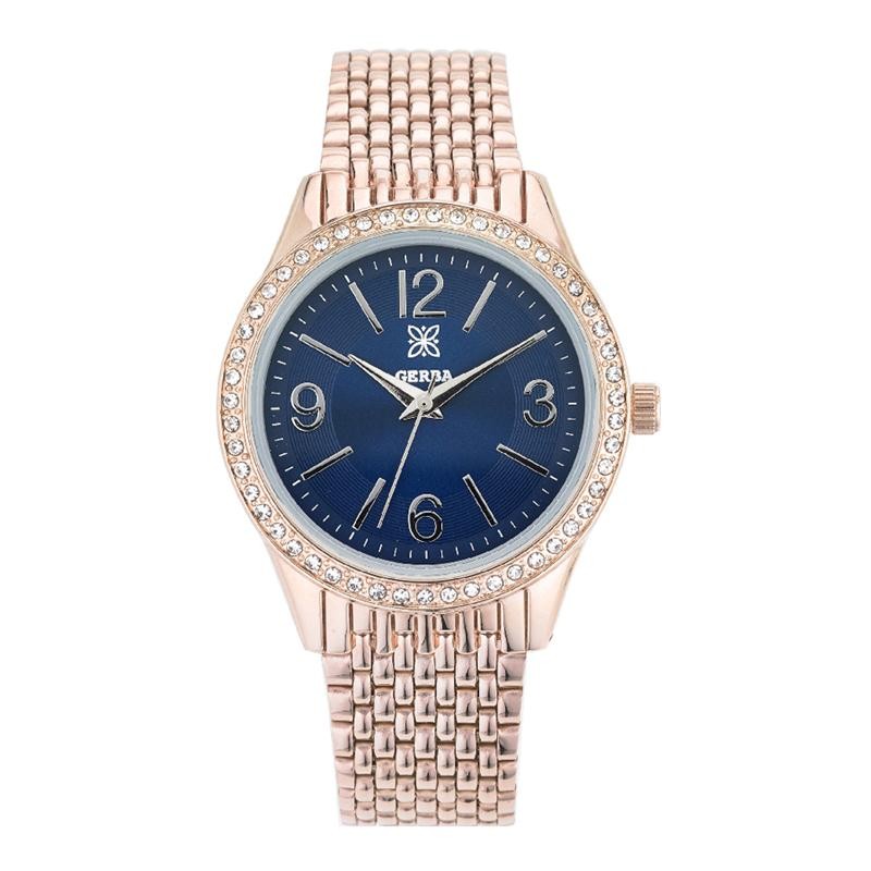 Orologio Solo Tempo Donna Gerba Cassa E Cinturino Acciaio Rosato Con Zirconi - Wd03