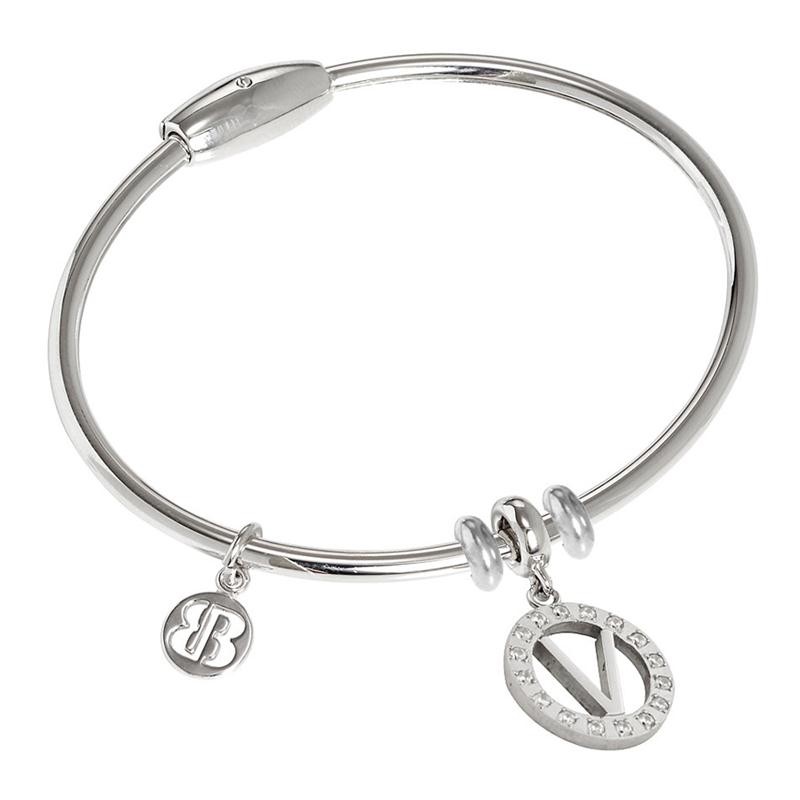 Bracciale Donna Rigido Boccadamo Mimmi Xbr344 In Acciaio Rodiato Con Lettere