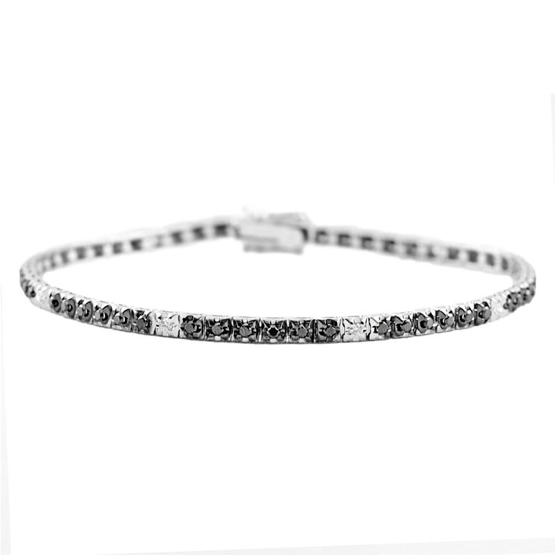 Bracciale Tennis in Oro Bianco 18kt TNS04 con Diamanti Bicolore 1.31ct