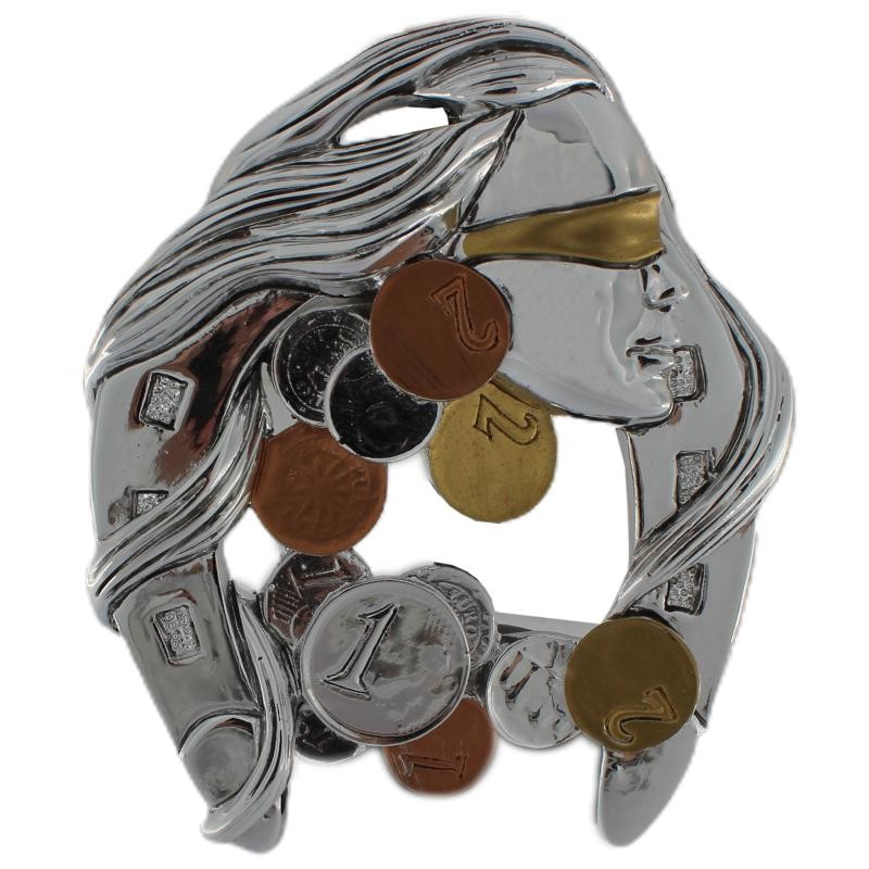 Statua in Resina 080258E con Ferro Cavallo e Dea BEndata 10 cm