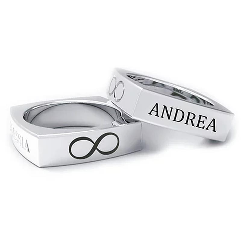 Fedine Personalizzate INFINITY CUBE in Argento 925 con Infinito e Nome Inciso