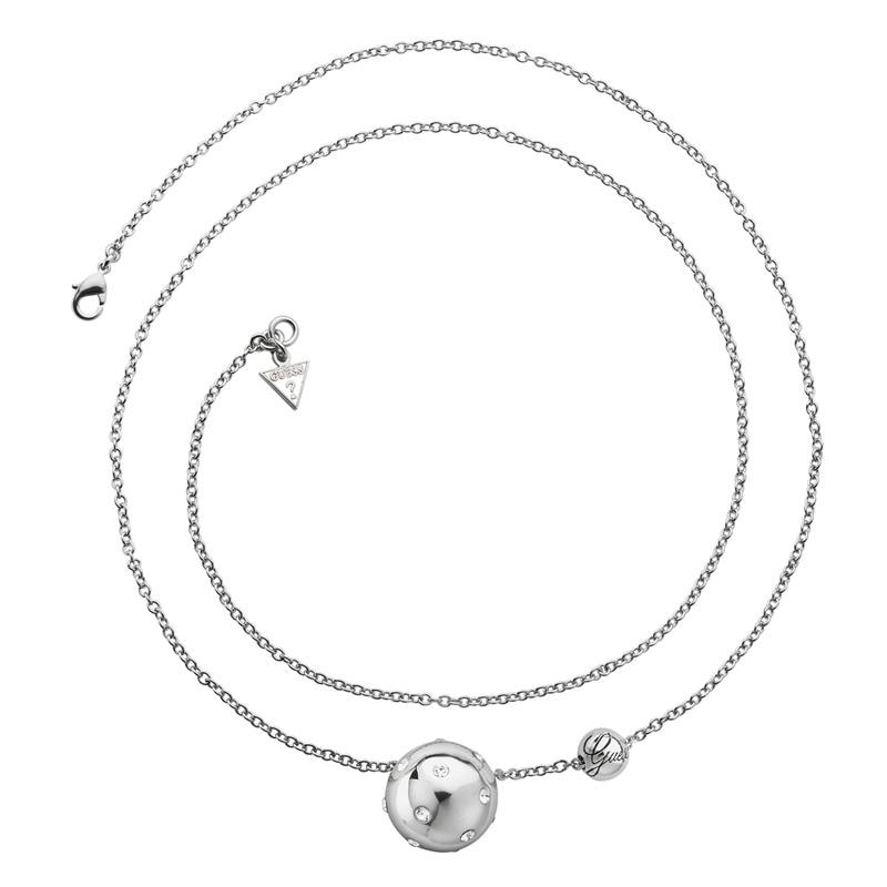 Collana Donna GUESS UBN31309 colore Argento con Sfera e Pietre