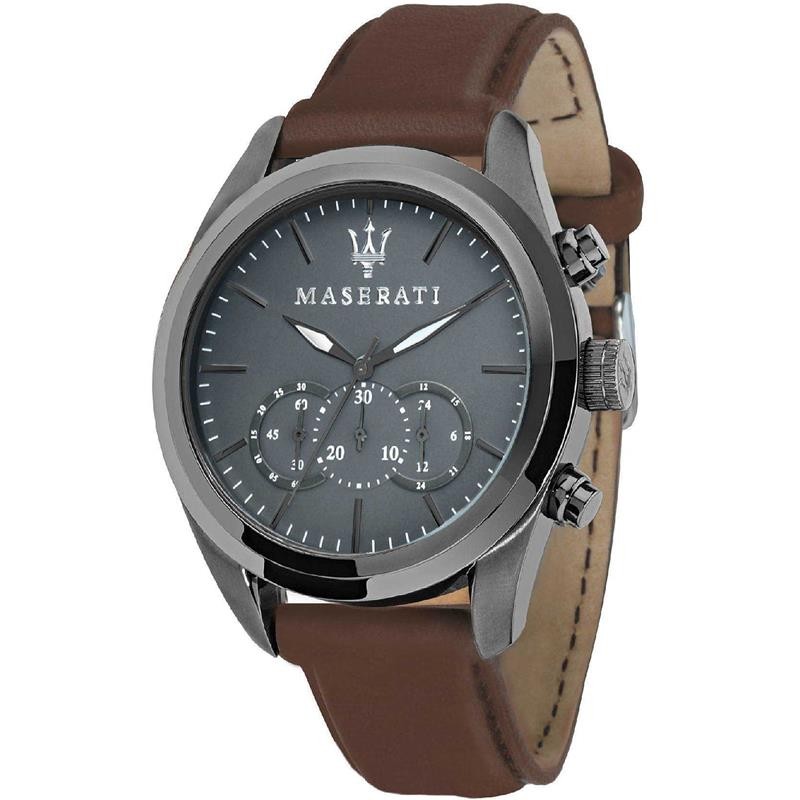 Orologio Cronografo Uomo Maserati R8871612018 Cassa Acciaio PVD Nero Pelle Marrone