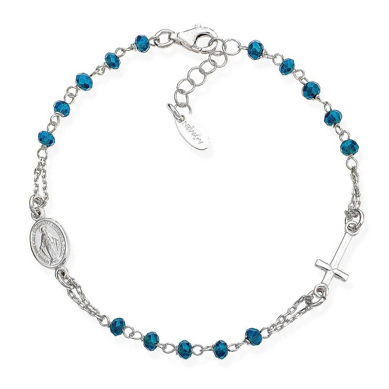 Bracciale Rosario AMEN BROBBL3 in Argento 925 Rodiato con Grani Sfaccettati