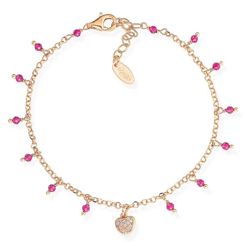 Bracciale Donna AMEN BRCRROZ in Argento 925 Rosato con Cuore Zirconato 