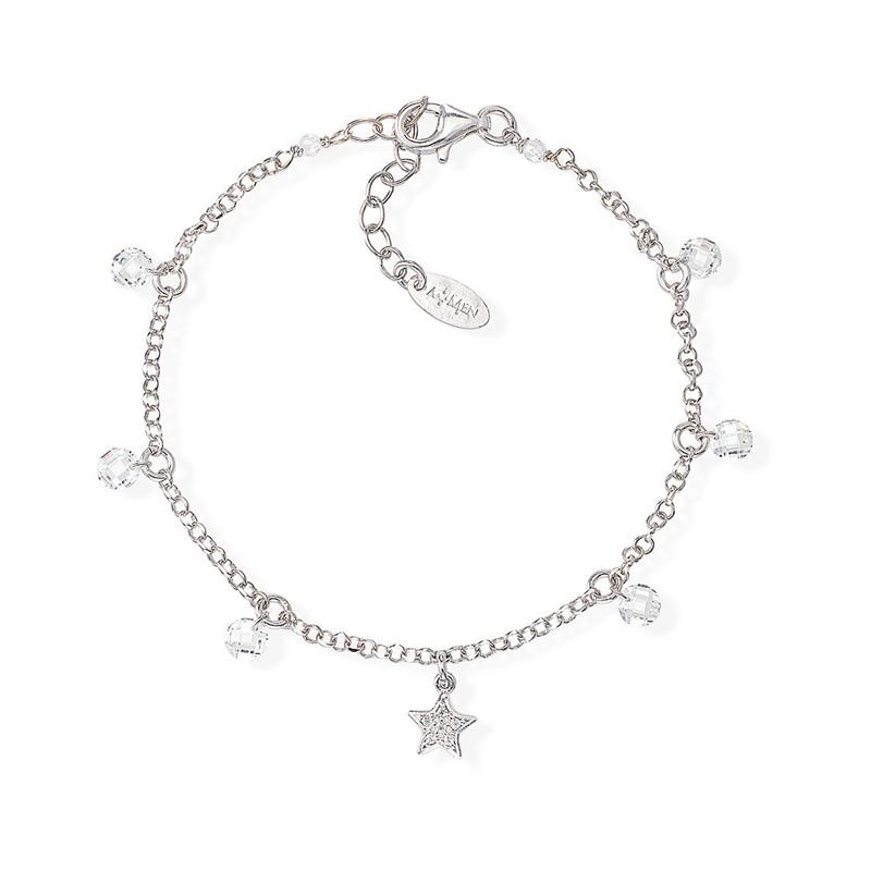 Bracciale Donna AMEN BRSBBZ in Argento 925 Rodiato con Cristalli Pendenti