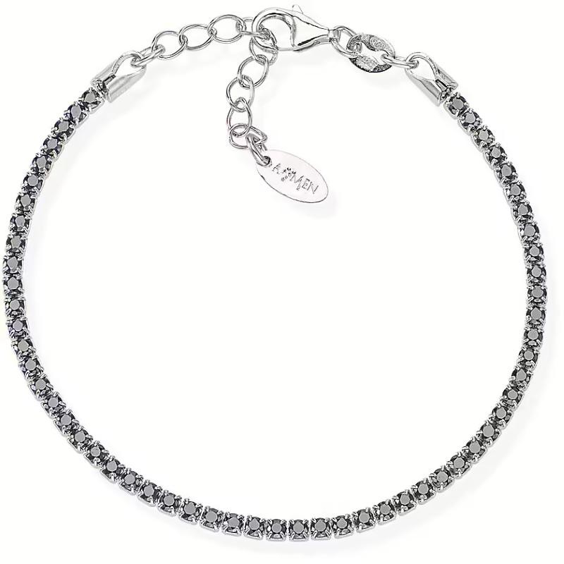 Bracciale Donna Tennis BTBN16 Argento 925 con Zirconi Neri 19 cm