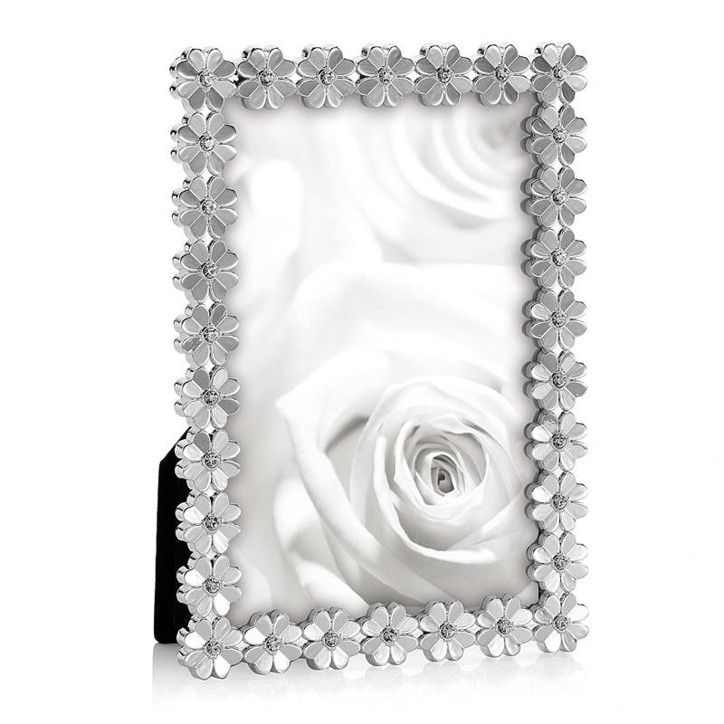 Cornice Portafoto OTTAVIANI 25798 Metallo Argento con Fiori 11,7x16,7 cm 