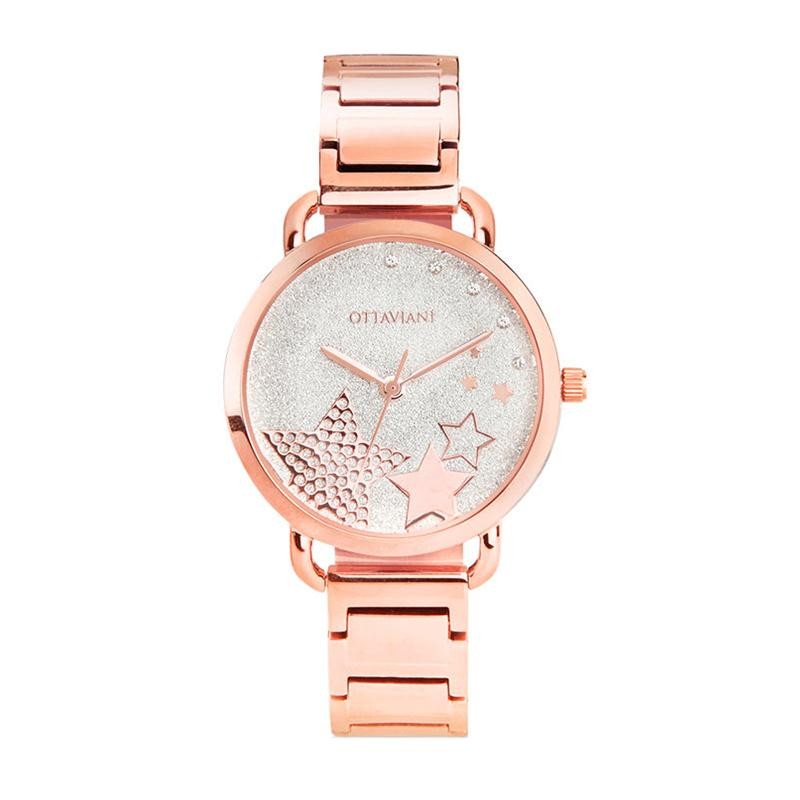 OROLOGIO DONNA SOLO TEMPO OTTAVIANI 15390RG IN ACCIAIO CON STELLE E GLITTER