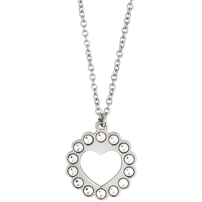 collana donna boccadamo PI-GR22 in acciaio con cuore pendente con cristalli swarovski