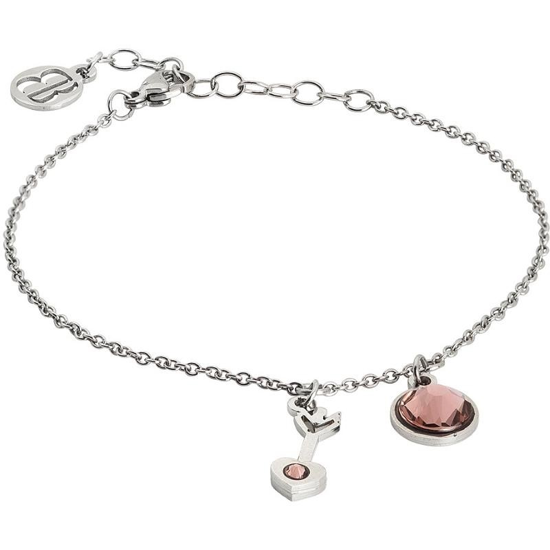 bracciale donna boccadamo PI-BR28 con charm a freccia con cristalli swarovski rosa