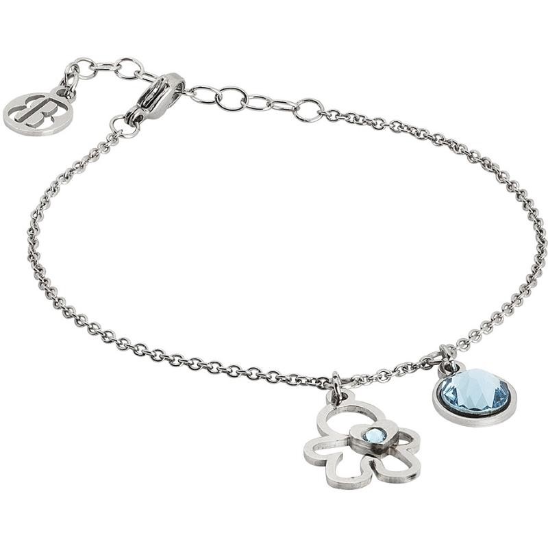 bracciale donna boccadamo PI-BR27 con charm bimbo con cristalli swarovski acquamarina