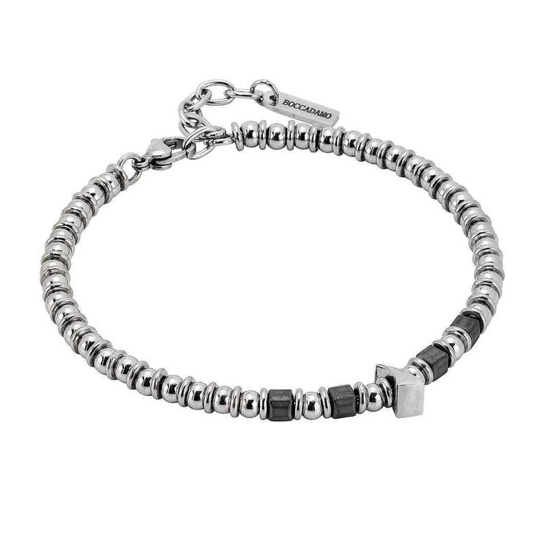 Bracciale da Uomo BOCCADAMO MAN ABR515B in Acciaio con Cubi Ematite Grigio