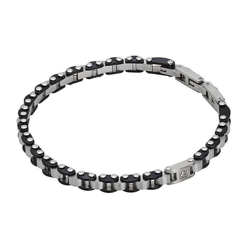 BRACCIALE BOCCADAMO MAN ABR503N IN ACCIAIO CON DETTAGLI NERI