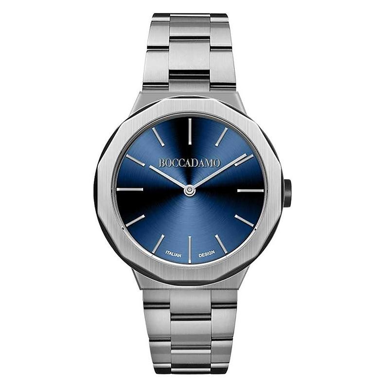 OROLOGIO UOMO SOLO TEMPO BOCCADAMO ICONA IC005 IN ACCIAIO FONDO BLU