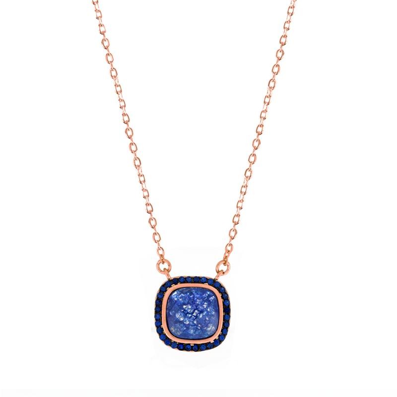 Collana Donna LE SCRITTE CLLSC03 in Argento 925 Rosato con Pietra Blu